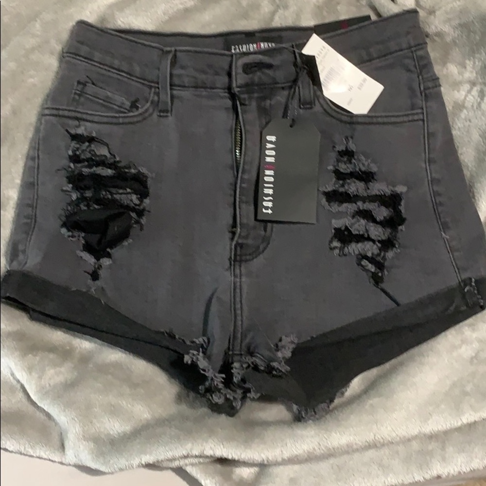 High Waisted Distressed Shorts